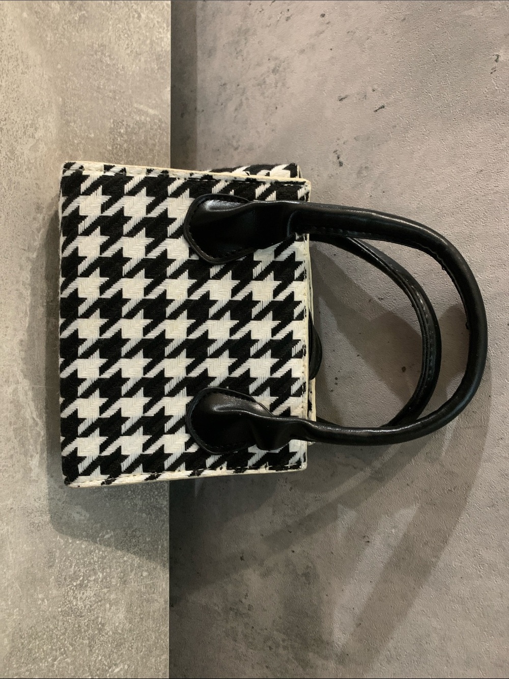 Houndstooth Mini Tote Bag - Black & White
